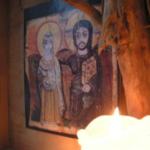 Meditation Ikone mit Kerze